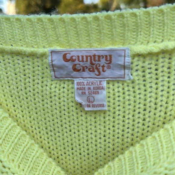 NOS Vintage County Craft Embroidered SweaterL Oldstock Cable Knit